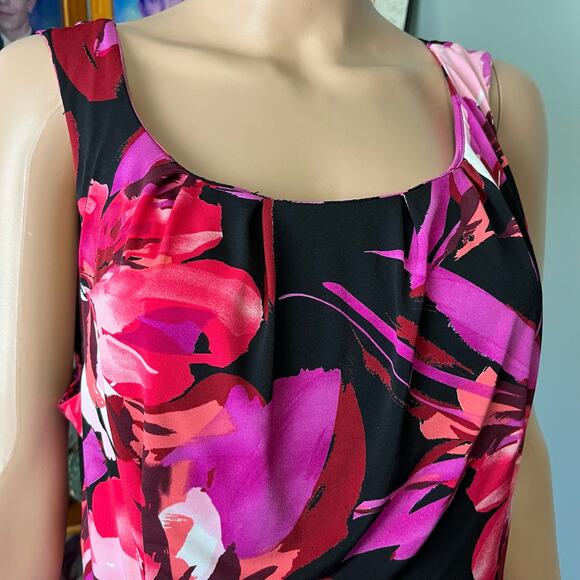 Bisou Bisou By Michele Bohbot Sleeveless Tropical Coastal Floral Dress 16 Petite - Picture 2 of 4